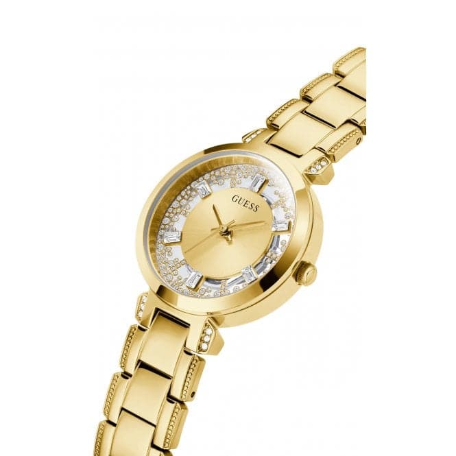 Ladies Crystal Clear Stainless Steel Gold Tone Watch GW0470L2