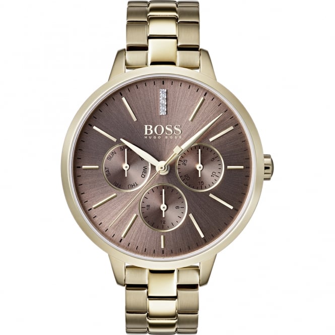 Hugo Boss Women's 1502422 Symphony Gold-Tone Stainless Steel Watch with Brown Dial