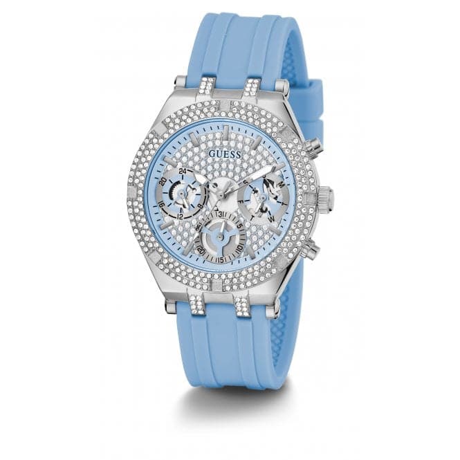 Guess Ladies Heiress Silicone Silver Watch GW0407L1