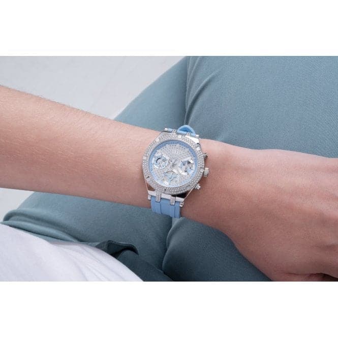 Guess Ladies Heiress Silicone Silver Watch GW0407L1