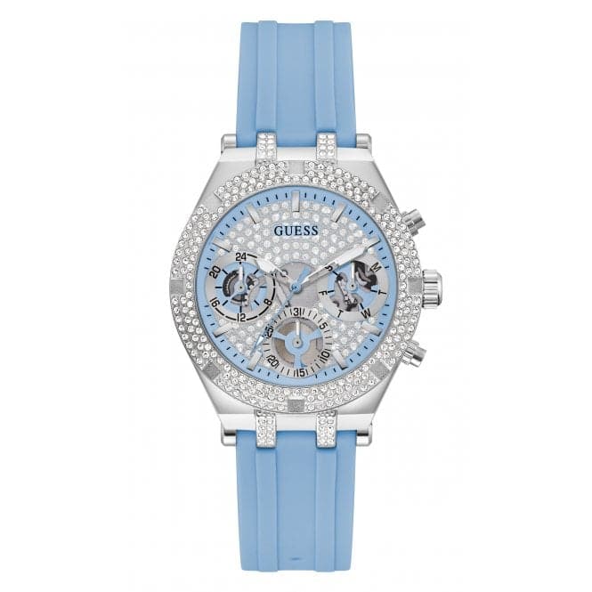 Guess Ladies Heiress Silicone Silver Watch GW0407L1