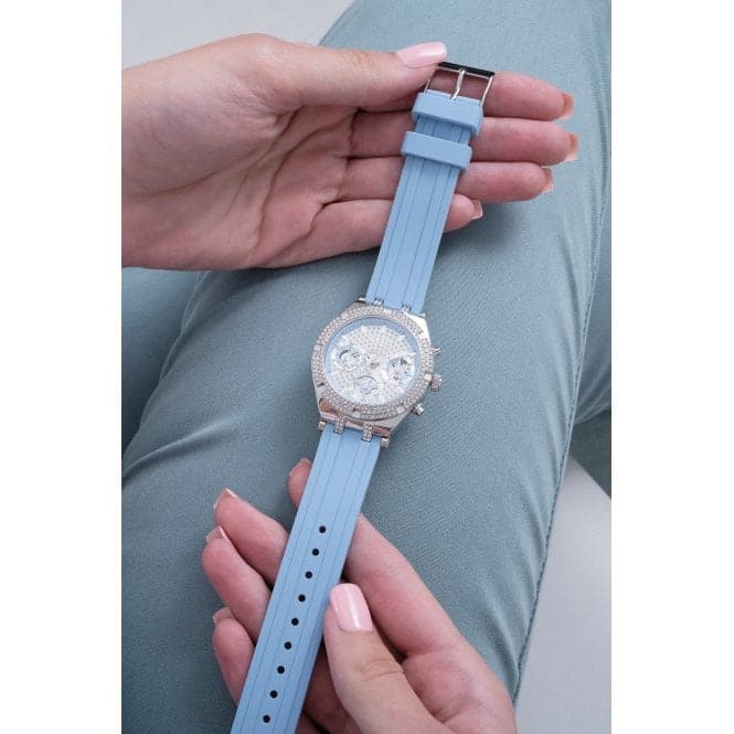 Guess Ladies Heiress Silicone Silver Watch GW0407L1