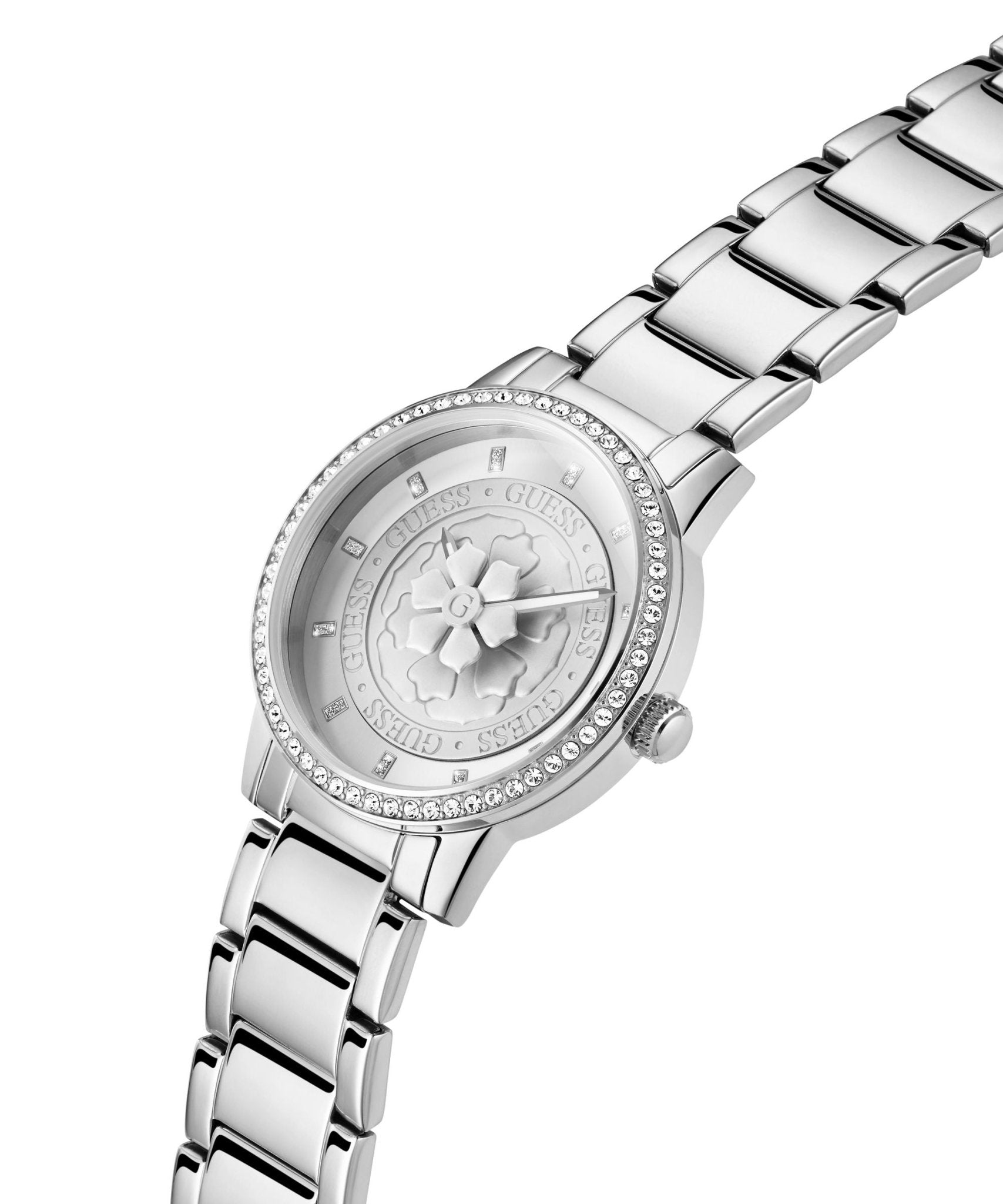 Guess Ladies Petal Silver Tone Stainless Steel Watch GW0747L1