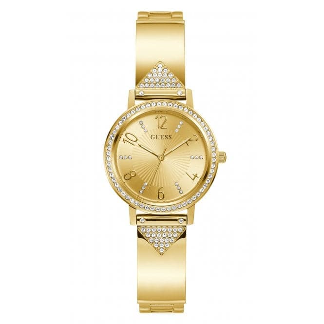 Guess Ladies Tri Luxe Stainless Steel Gold Tone Watch GW0474L2