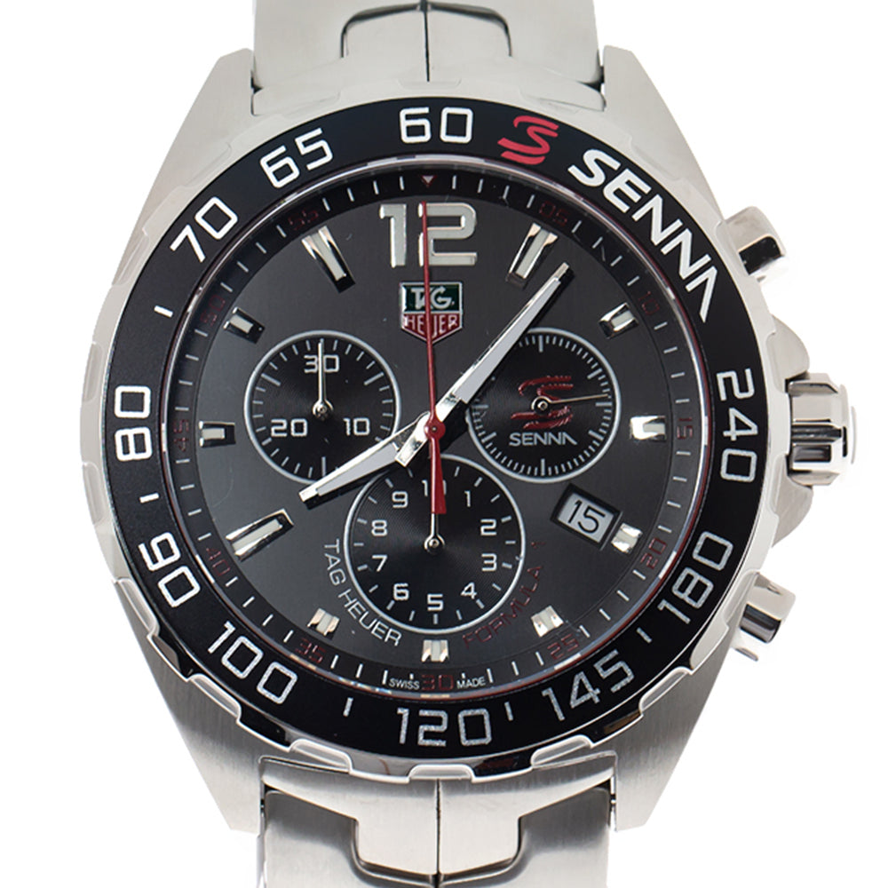 Tag Heuer Senna Chronograph Special Edition Black Dial Silver Steel Strap Watch for Men - CAZ1015.BA0883