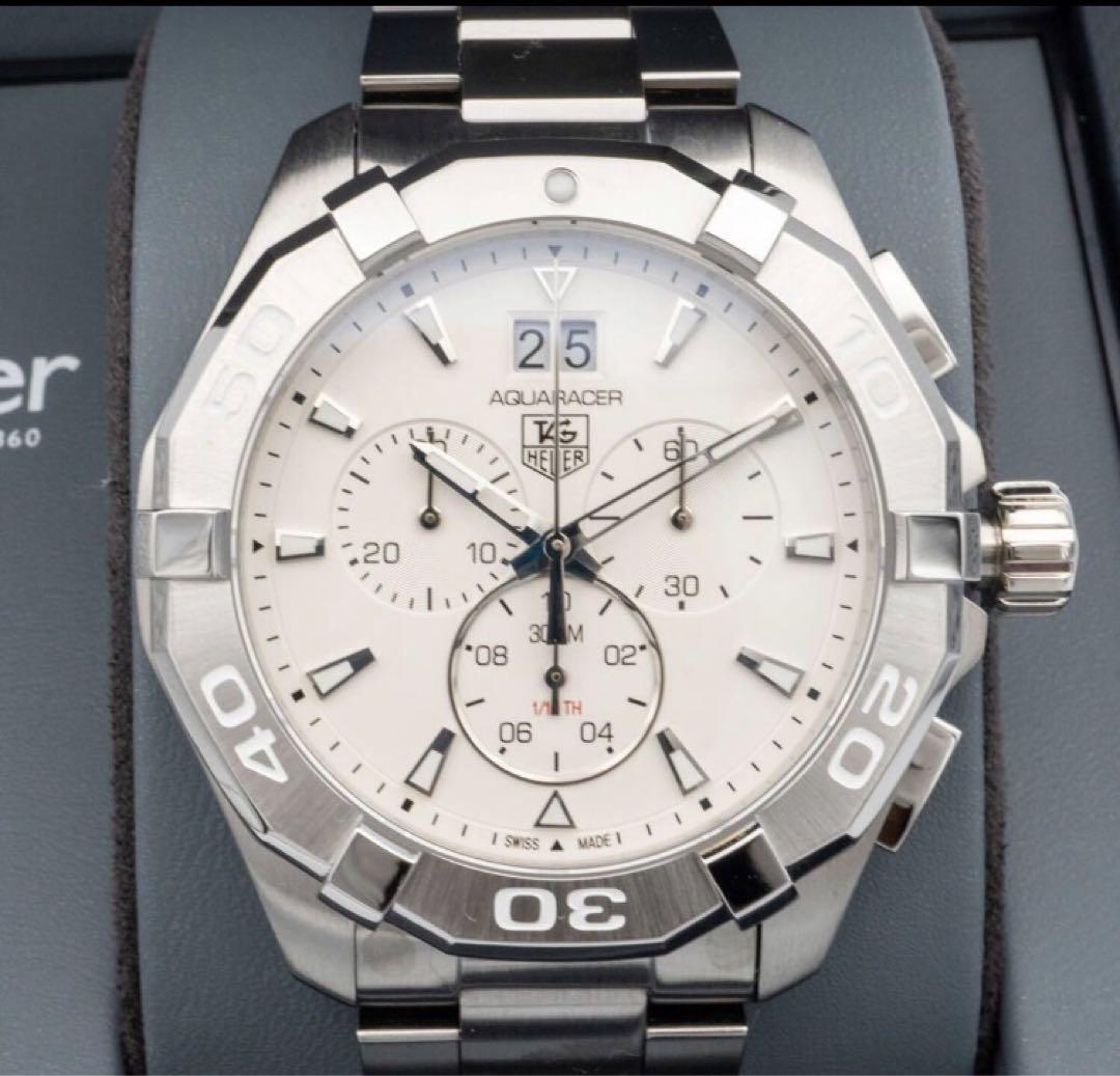 Tag Heuer Aquaracer White Dial Silver Steel Strap Watch for Men - CAY1111.BA0927