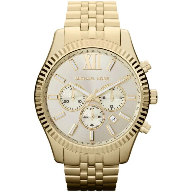 Michael Kors Mens Chronograph Watch Lexington 45mm Gold MK8281