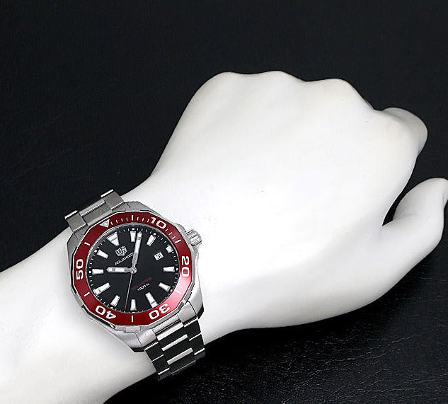 Tag Heuer Aquaracer Black Dial Silver Steel Strap Watch for Men - WAY101B.BA0746
