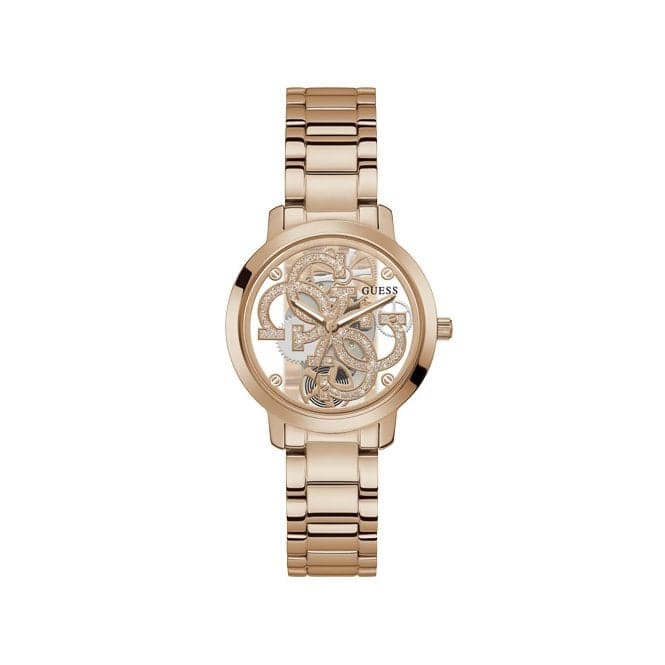 Guess Quattro Clear Ladies Trend Rose Gold Stainless Steel Watch GW0300L3