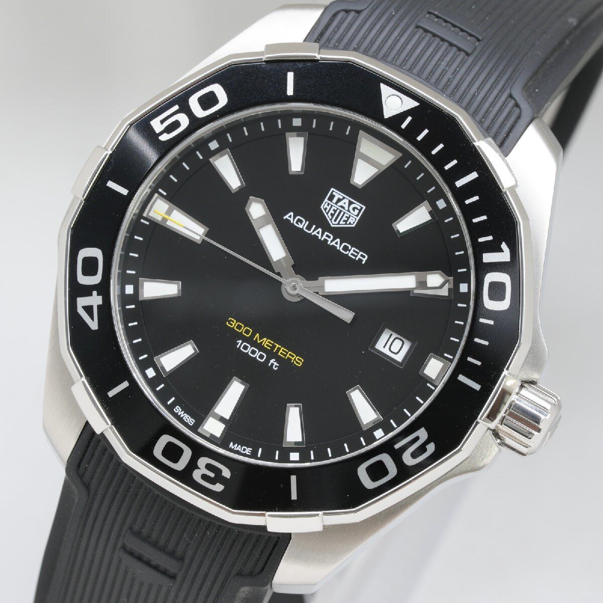 Tag Heuer Aquaracer Quartz Black Dial Black Rubber Strap Watch for Men -  WAY101A.FT6141