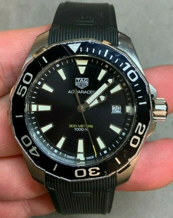 Tag Heuer Aquaracer Black Dial Black Rubber Strap Watch for Men - WAY111A.FT6151