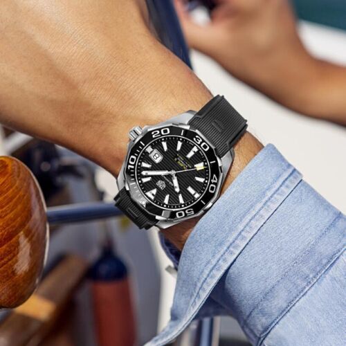 Tag Heuer Aquaracer Quartz Black Dial Black Rubber Strap Watch for Men -  WAY101A.FT6141