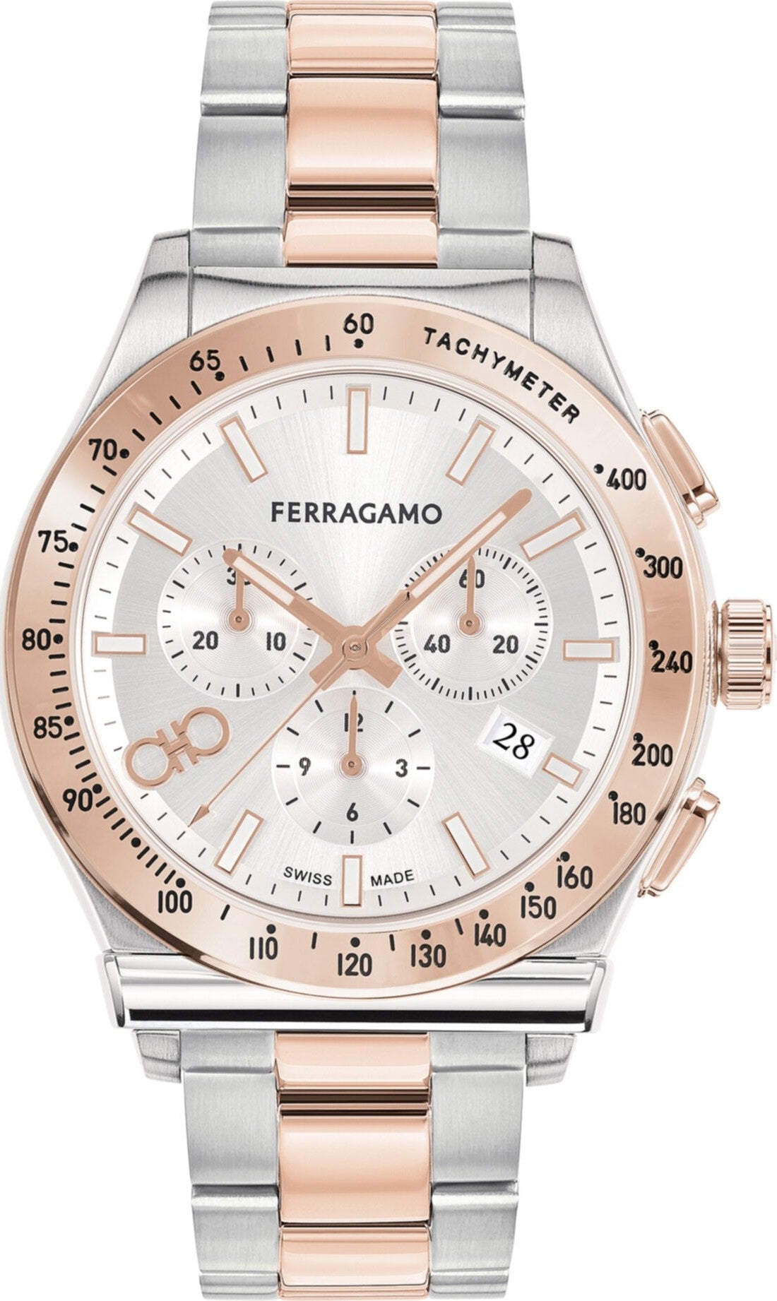 Salvatore Ferragamo 1927 Chrono Silver Dial Two Tone Steel Strap Watch for Men -  SFKZ00623