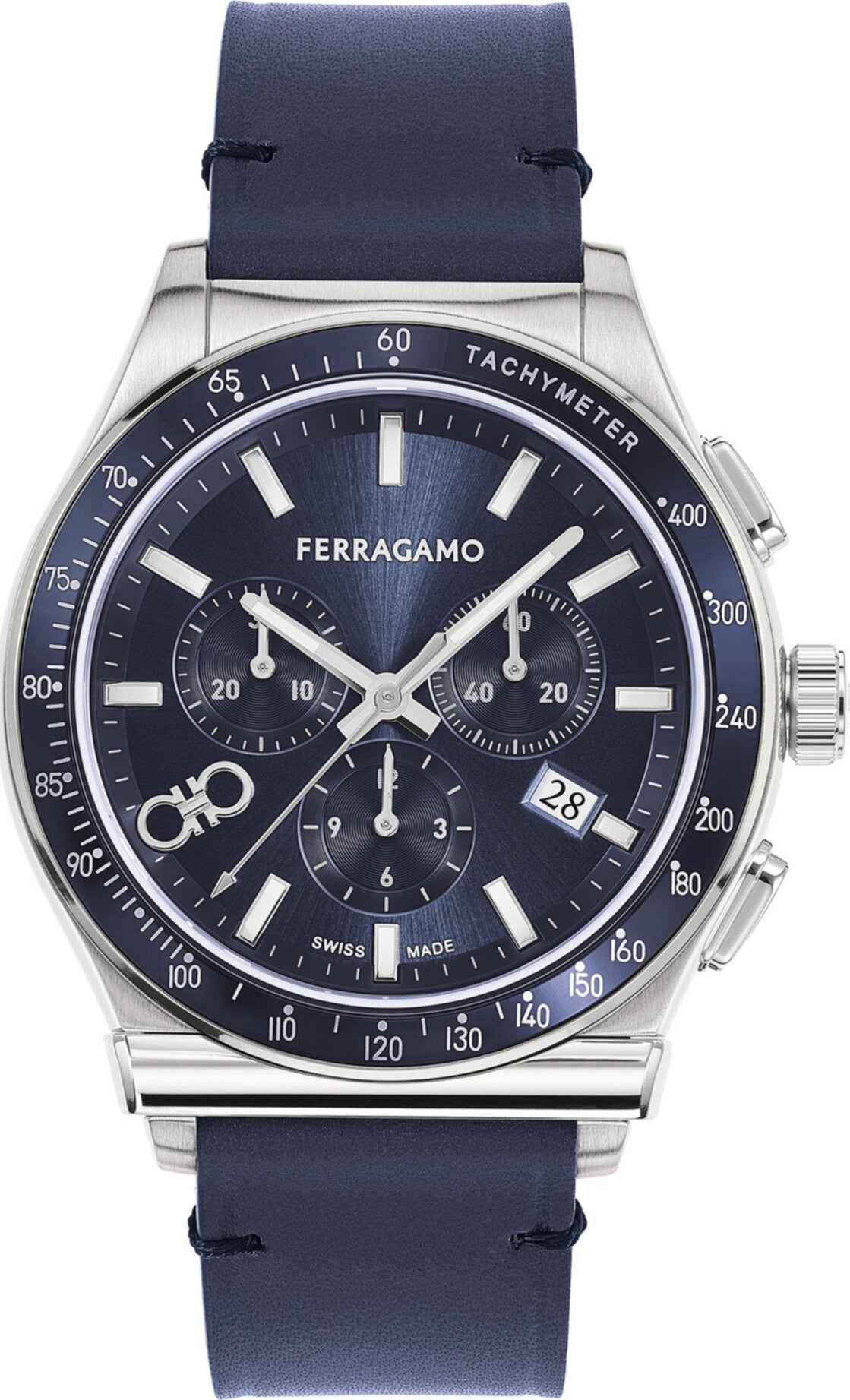 Salvatore Ferragamo 1927 Chrono Analog Navy Blue Dial Navy Blue Leather Strap Watch for Men - SFKZ00223