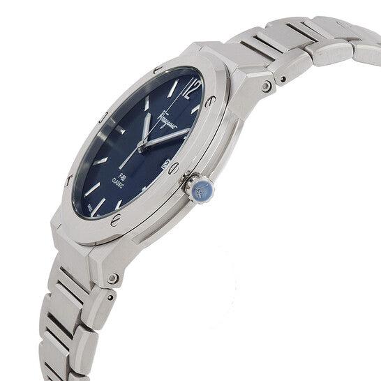 Salvatore Ferragamo F-80 Classic Blue Dial Silver Steel Strap Watch for Men - SFDT01320