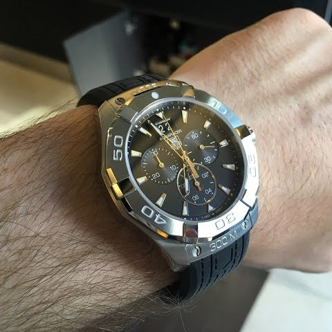 Tag Heuer Aquaracer Chronograph Black Dial Black Rubber Strap Watch for Men - CAY1110.FT6041