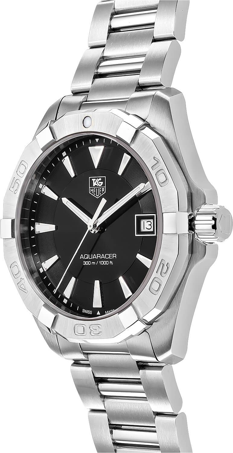 Tag Heuer Aquaracer Quartz Black Dial Silver Steel Strap Watch for Men - WAY1110.BA0928