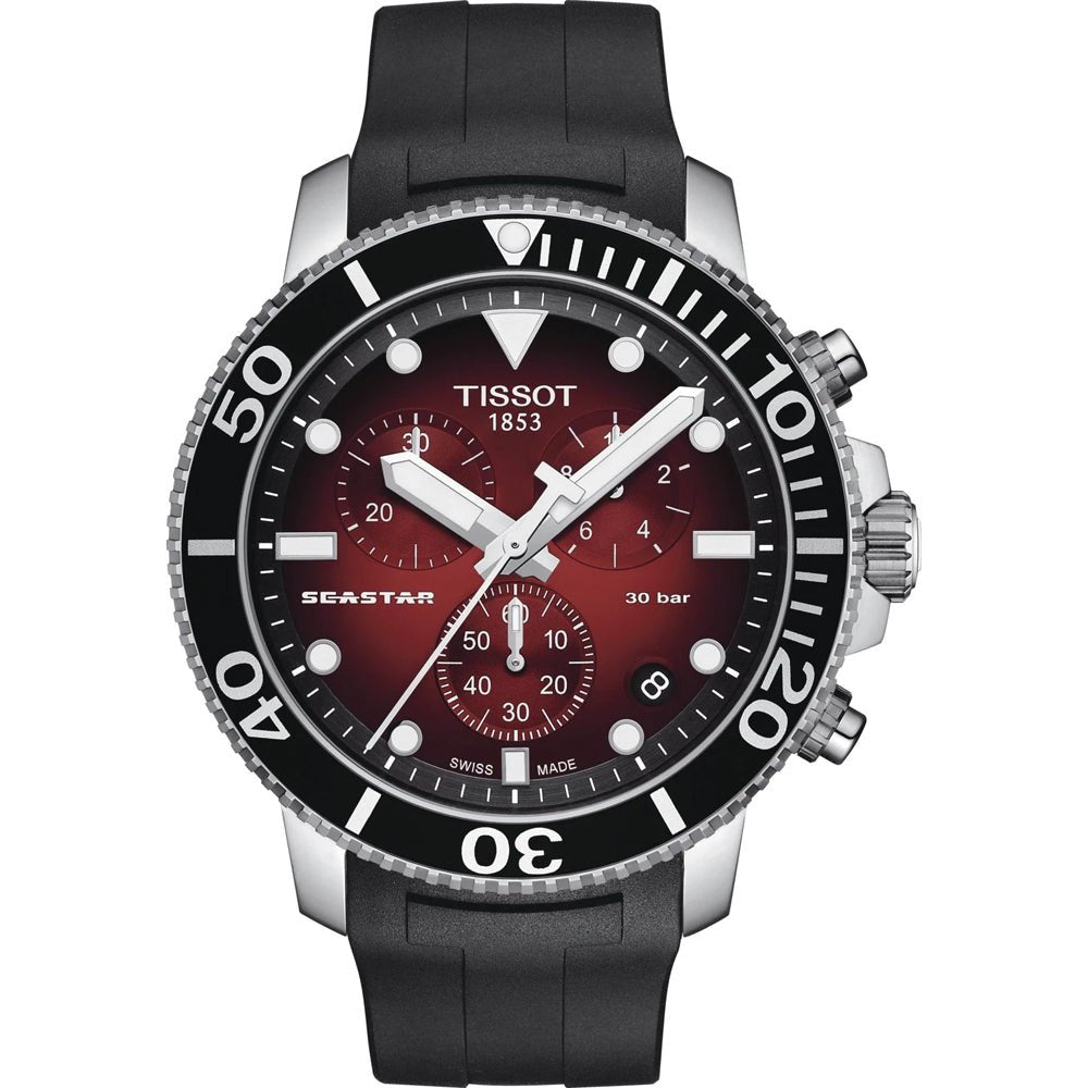 Tissot Chronograph Watch SEASTAR 1000 Red Rubber T1204171742100