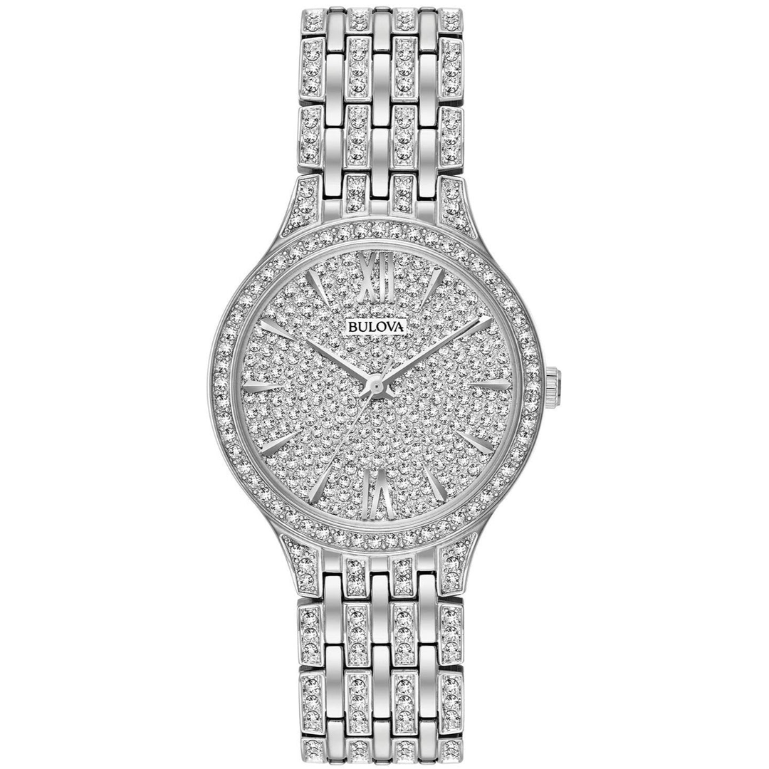 Bulova Crystal Collection Silver Dial Silver Steel Strap Watch for Women - 96L243