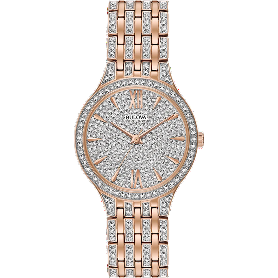Bulova Crystal Collection Silver Crystals Dial Two Tone Steel Strap Watch for Women - 98L235