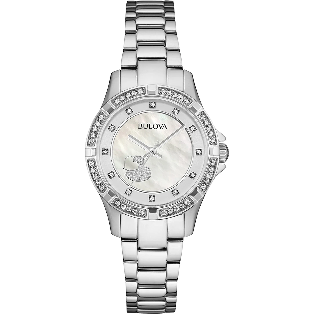 Bulova Crystal Silver Dial Silver Steel Strap Watch for Women - 96L226