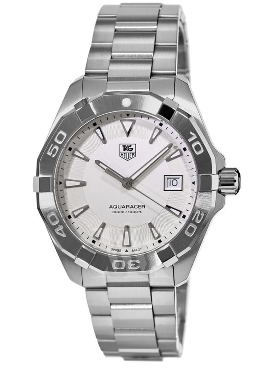 Tag Heuer Aquaracer Quartz White Dial Silver Steel Strap Watch for Men - WAY1111.BA0928