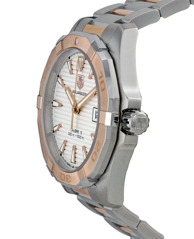 Tag Heuer Aquaracer Calibre 5 Automatic White Dial Two Tone Steel Strap Watch for Men - WAY2150.BD0911